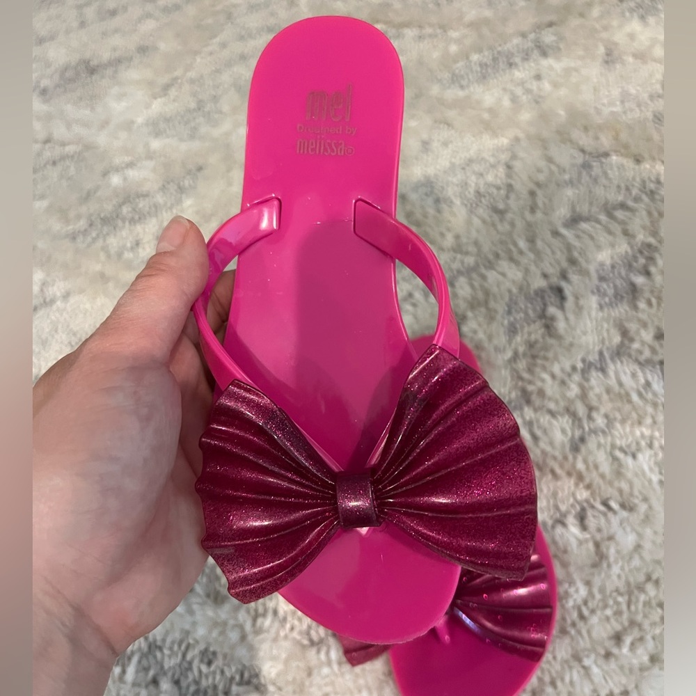 Mini Melissa Pink Bow Slip On Sandal